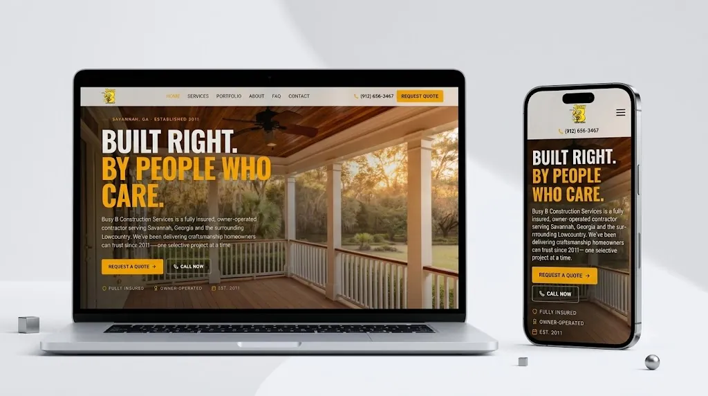 Busy B Construction website mockup