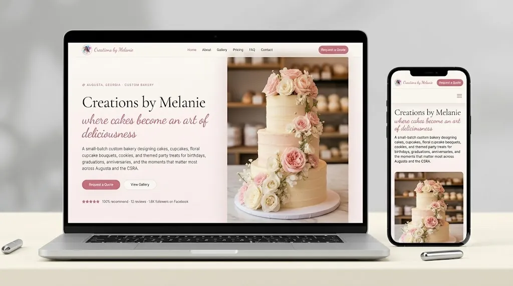 Creations by Melanie website mockup