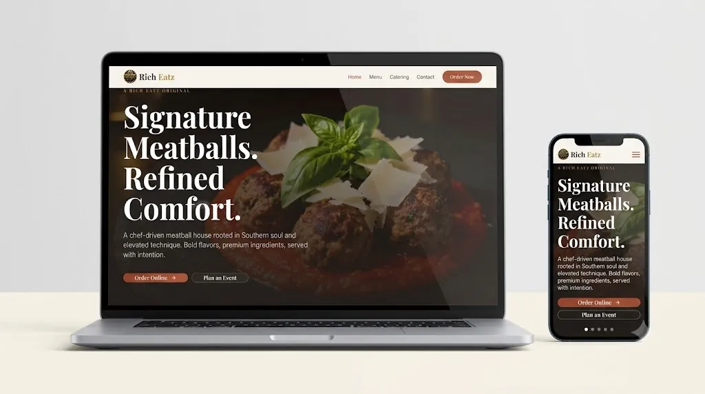 Rich Eatz website mockup